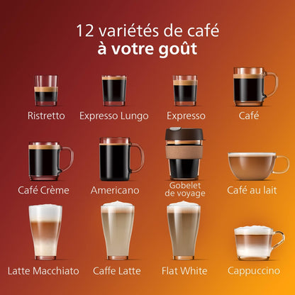 Expresso broyeur Série 5400 – 12 Spécialités de Café, Carafe LatteGo facile à nettoyer, Ecran intuitif, 4 Profils Utilisateur, Machine à café à grain Noir (EP5541/50)