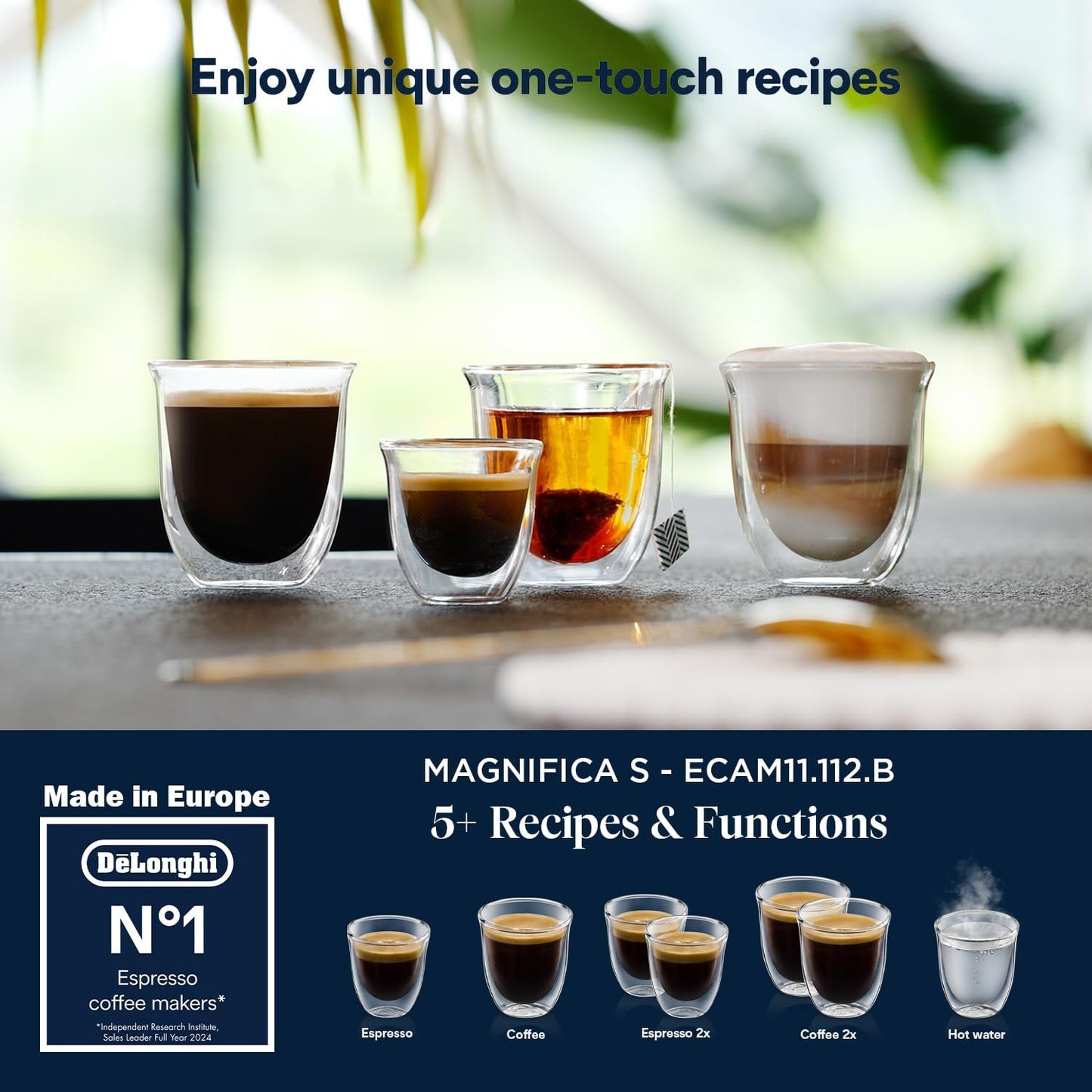 De’Longhi Magnifica S - Perfetto Machine à Café Automatique avec Mousseur à Lait Manuel, Machine à Espresso et Cappuccino, Panneau de Commande avec Boutons, Noir (ECAM11.112.B)