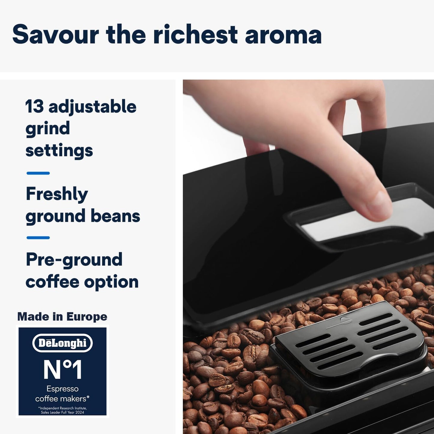 De’Longhi Magnifica S - Perfetto Machine à Café Automatique avec Mousseur à Lait Manuel, Machine à Espresso et Cappuccino, Panneau de Commande avec Boutons, Noir (ECAM11.112.B)